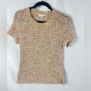 CABI Open-Knit Short Sleeve Shirt Coverup Sorbet Colorful